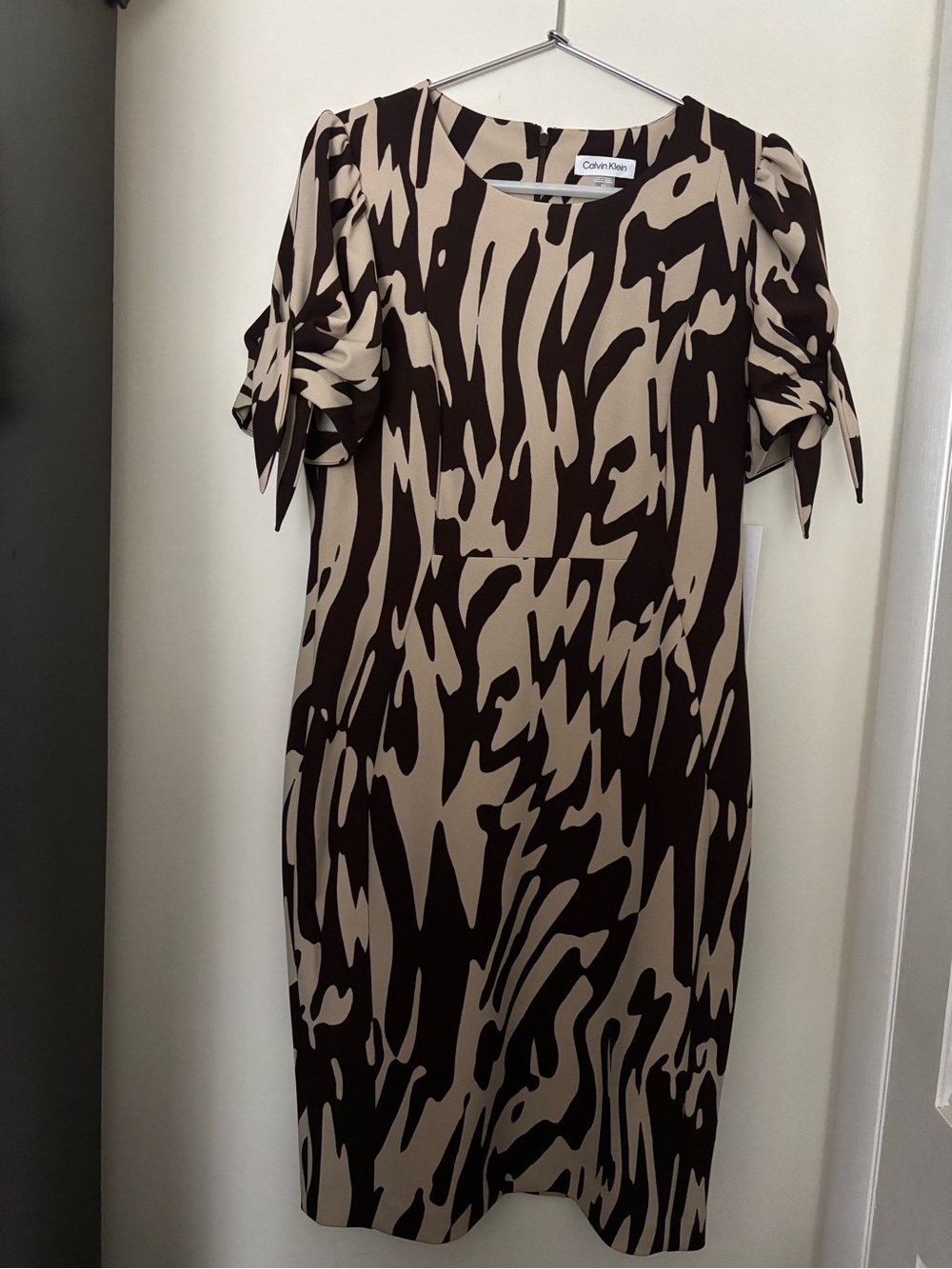 Calvin Klein Beige and Brown Print Midi Dress